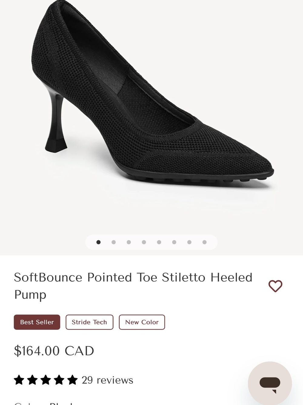 SoftBounce Pointed Toe Stiletto Pump - Black